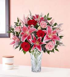 Marquis by Waterford Blushing Rose & Lily Bouquet Flower Power, Florist Davenport FL